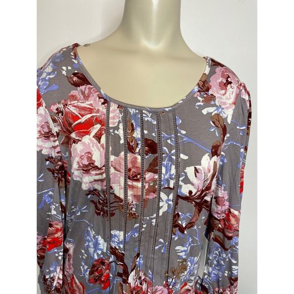 Daniel Rainn Stitch Fix Women's Size Small Knit Blouse Grey Floral Pleated - Picture 4 of 11